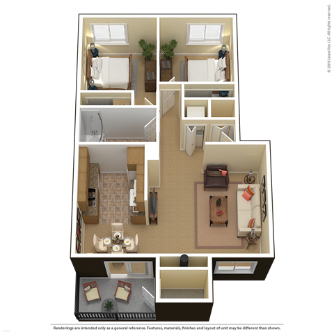 Floor plan for 2 beds, 1 bath, 800 sqft